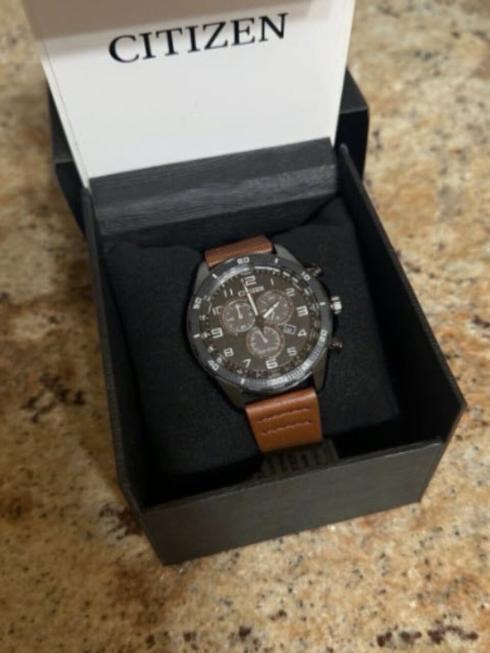 Citizen Eco-Drive Weekender Ion Plated Chronograph Watch 45mm AT2447-01E